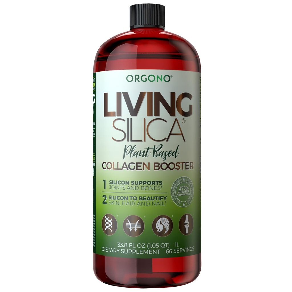 Orgono Living Silica Plant- Oparte Kolagen Booster 124; Ekstrakt Horsetail & Rozmaryn 124; Wsparcie Collagen & Elastin do Joint & Bone Health, Glowing Skin, Silne włosy i paznokcie 124; 33.85 Fl Oz