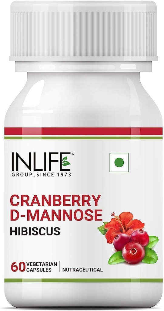 Generic Cranberry 400mg D- Mannose 400mg & Hibiscus 200mg Extract Urynary Tract UTI Health Supplement Men Women - 60 Kapsułki wegetariańskie (Opakowanie 1)