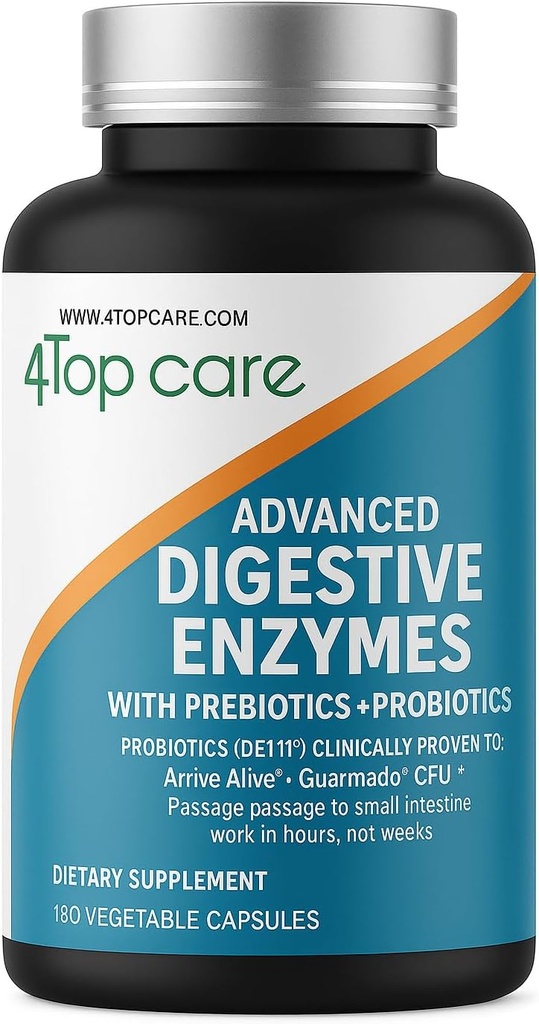 H4U Digestive Enzymes: Ultimate Health Solution with Probiotics, Prebiotics, and Enzymes for Both Women and Men. Ten wegetariański suplement enzymatyczny zawiera 180 kapsułek.