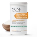 Pure Therapro Rx TriActive Collagen Plus, Collagen proszek do włosów, skóry, paznokci, kości i łączników, Zhydrolizowane Collagen Proszek w / Opatentowane Peptydy, Unflavored Multi Collagen Protein Powder, 30 Służenia