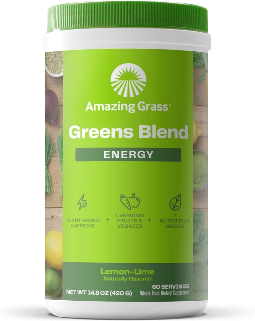 Zadziwiająca energia mieszania trawy: Smoothie Mix, Super Zielone proszku i roślin Kofeina oparta z Matcha zielona herbata i buraka korzeń proszku, Lim cytryny, 60 Słupki (Packaging May Vary)