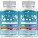 8 in 1 Immune Defense Support, Immunity Vitamins Supplement Booster z cynku 50mg, Witamina C Elderberry Vit D3 5000 IU, Kurkumina kurkumina & Ginger, Echinacea - Ulga alergiczna dla dzieci dorosłych (2 opakowania)