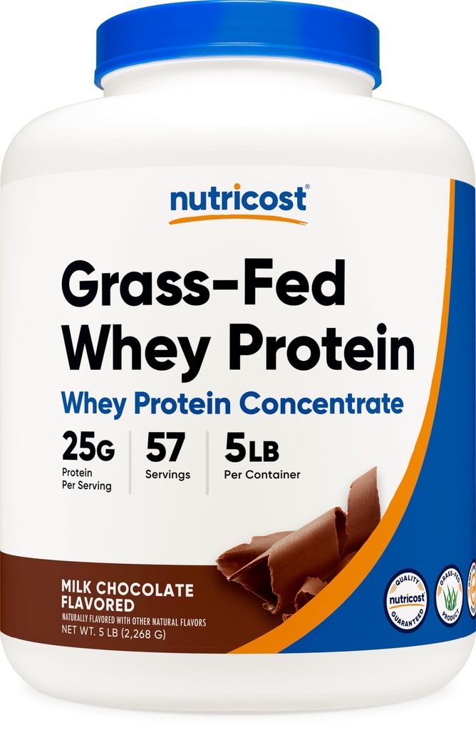 Nutricost Grass- Fed Koncentrat białka serwatki (Czekolada) 5LBS - Niedenaturowany, Non-GMO, Natural Flavors...
