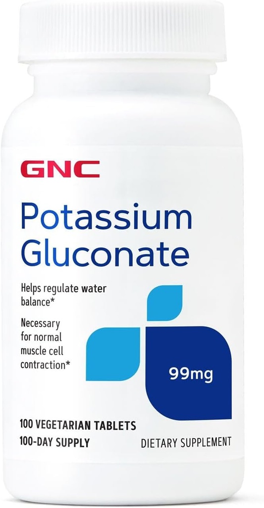 Glukonian potasu GNC 99mg, 100 tabletek, wspomaga normalną funkcję mięśni