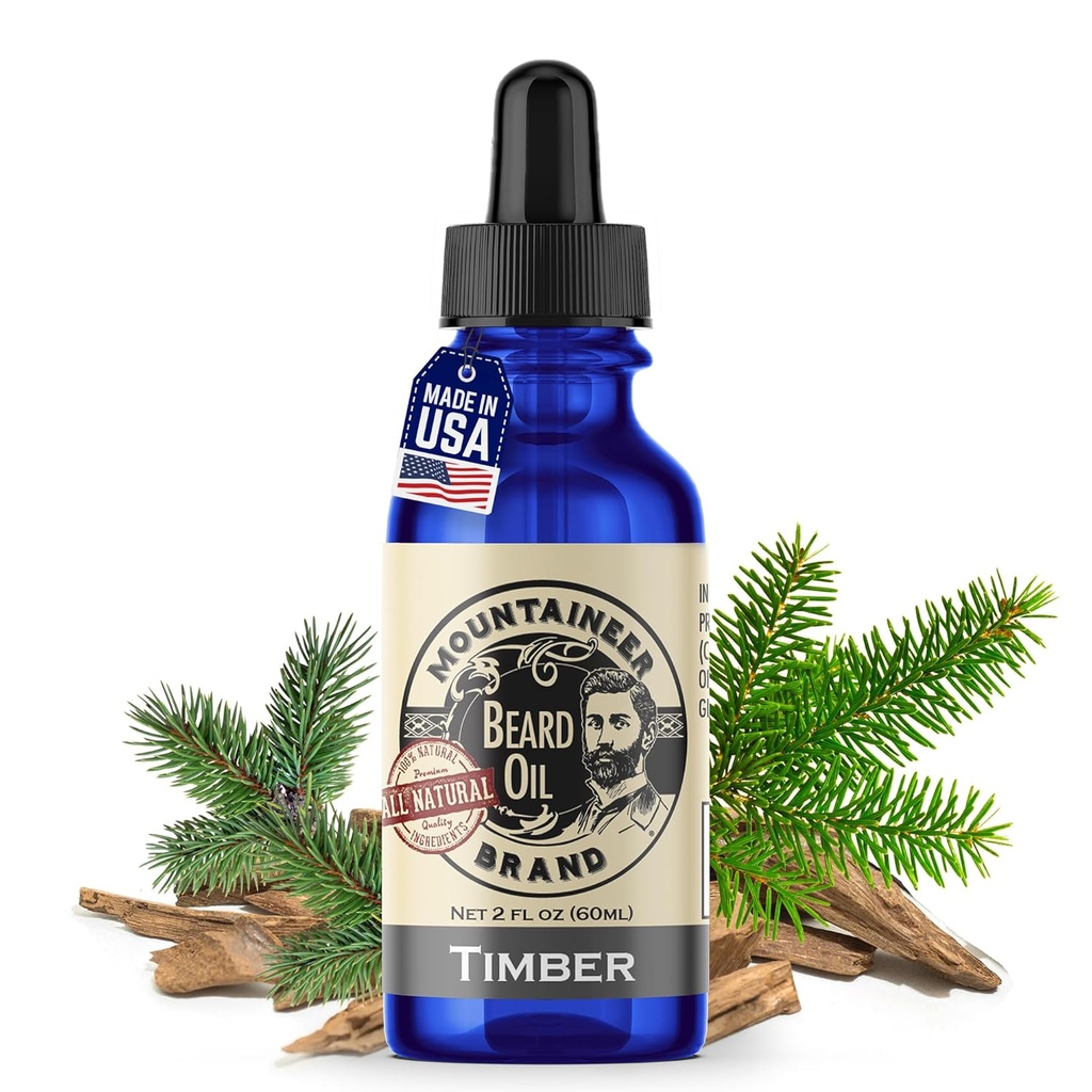 Mountaineer Brand Natural Beard Oil with Timber Scent Agregat 124; Made in West Virgina Agregates 124; Hydrates, Moisturises, Softens & Conditions for Beard Growth Agregates 124; Treats dry Itchy Beards for Men Agregat 124; 2oz