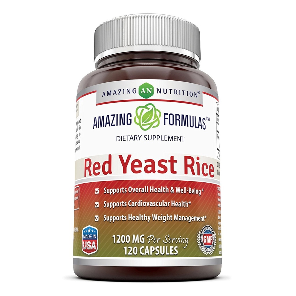 Amazing Formulas Red Yeast Rice 1200mg Per Serving Capsules Supplement Agregat 124; Non-GMO Agregat 124; Gluten Free Agregat 124; Made in USA (1 Pack, 120 Count)