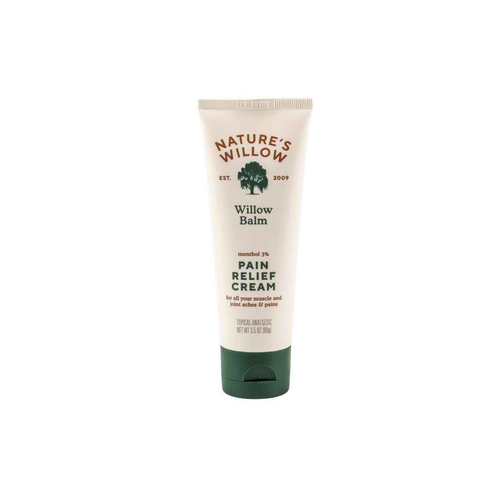 Willow Willow Balm Natural Pain Relief Cream for Muskles & Joints Nether124; Fast- Acting with Willow Bark & Menthol Nether124; Free from Fative Fragrances & Danes Nether124; 1- Pack Nether124; 3.5 fl oz