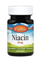 Carlson - Niacyna, 50 mg, wspomaga metabolizm cholesterolu, wytwarzanie energii, zdrowie serca, funkcje nerwowe, 100 tabletek