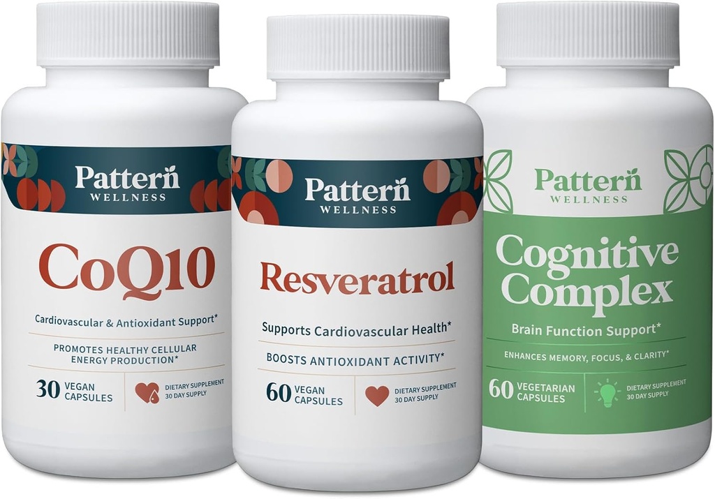 Wzór Wellness Zdrowy Pasek Starzeniowy - CoQ10, Resveratrol, Kompleks Kognitywny - Promotes Timeless Health & Wellness - 3 Pack, All- Naturalne, Weganskie