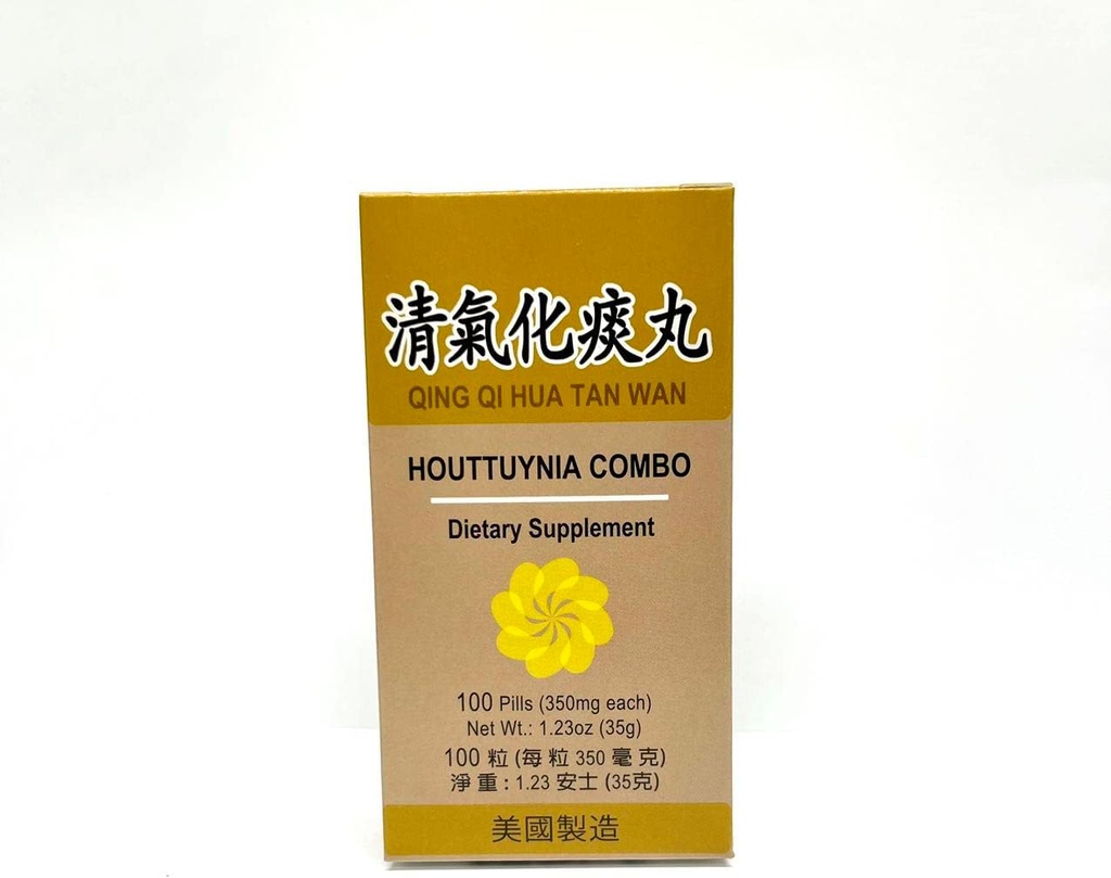 Houttuynia Combo - Qing Qi Hua Tan Herbal Supplement Pomaga w zdrowiu oddechowym 350mg 100 Pigułek Made in USA