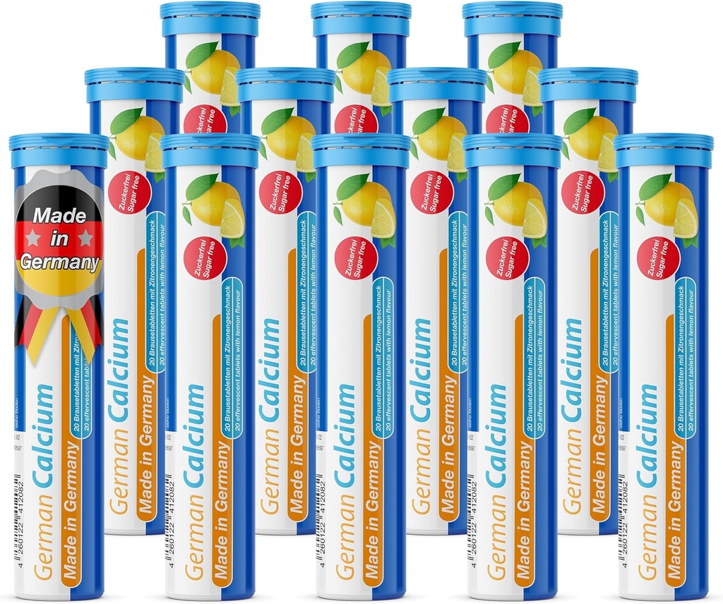 T & D Niemiecki Wapń 500 mg - 240 Wegańskie tabletki musujące - Lemon Lime Flavor - Made in Germany