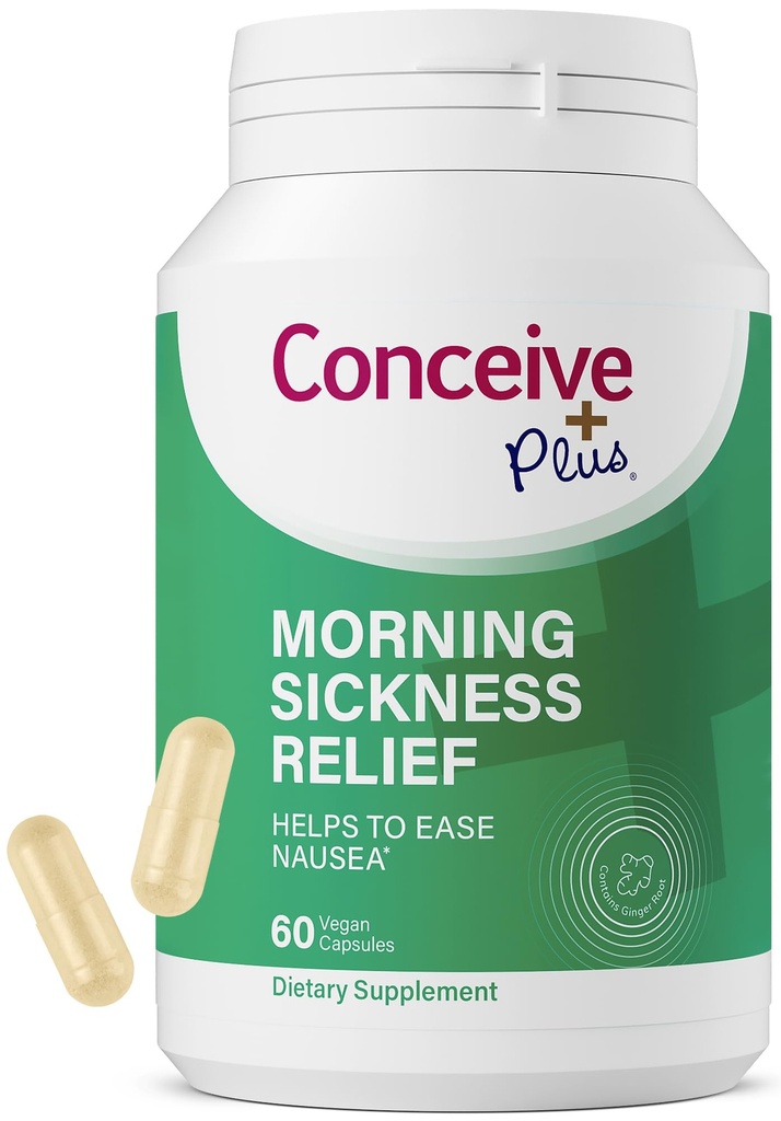 CONCEIVE PLUS poranna ulga chorobowa - czysty suchy proszek imbirowy - ulga przed nudnościami, ruchami i żołądkami dyskomfort w czasie ciąży - niezbędne do oczekiwania mamy - Non-GMO - 60 Kapsułek wegetariańskich