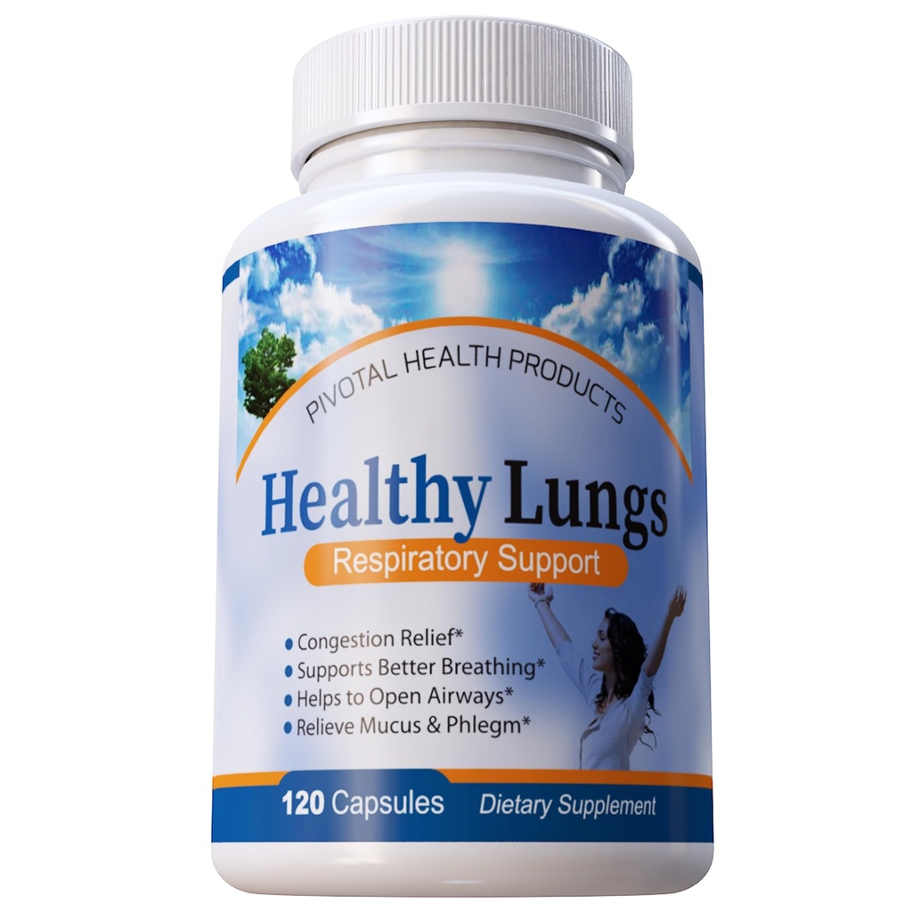 Zdrowe Płuca 120 Kapsułki - Poprawa funkcji płuc, Oddychaj lepiej, Stop Mucus, Phlegm i alergie szybko. Get Relief szybko z zdrowych płuc Natural Lung Health Supplement