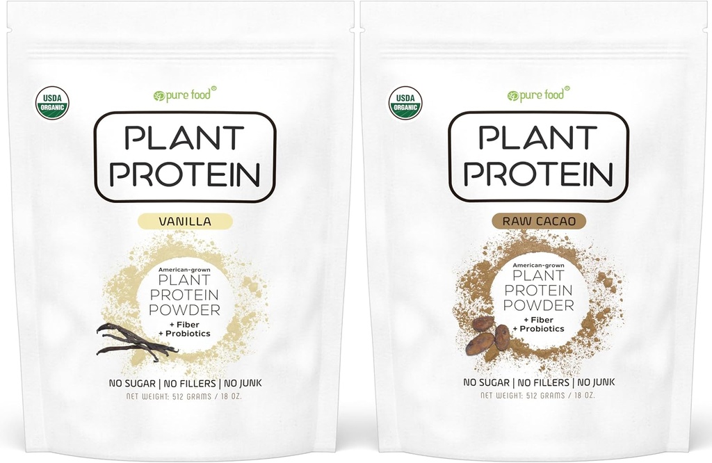 Czysta żywność: Proszek proteinowy na bazie roślin z probiotyki 124; Organiczny, Czysty, Wszystkie naturalne, Wegan, Wegetarianin, Cały suplement diety Superfood bez dodatków 124; Keto (Vanilla + czekolada)