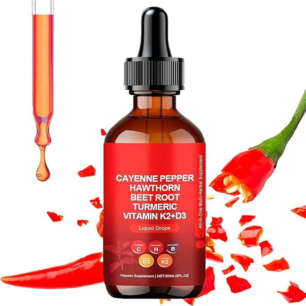 Aeluro Cayenne Drops, Aeluro Cayenne Pepper Extract, 60 ml Cayenne Pepper Drops, Cayenne Pepper Liquid Drops Metabolizm Boost