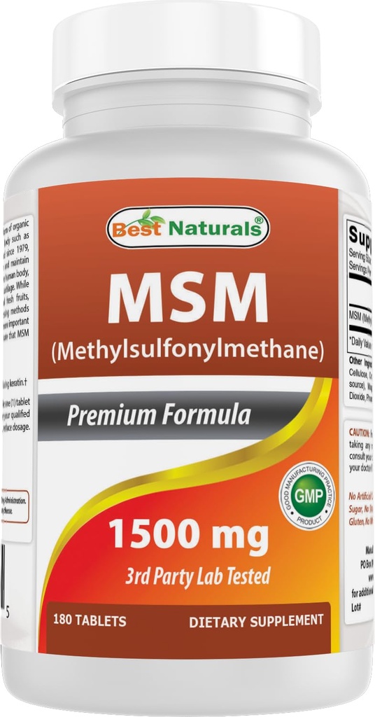 Najlepsi naturalni MSM 1500 mg 180 tabletek