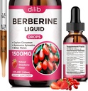 Berberine Supplement Liquid Drops - Berberine HCL 1500mg z Ceylon Cynamon, Bitter Melon, Gymnema Sylvestre dla immunologicznego, System trawienny & Heart Health, Natural Strawberry Flavor, 2 Fl Oz