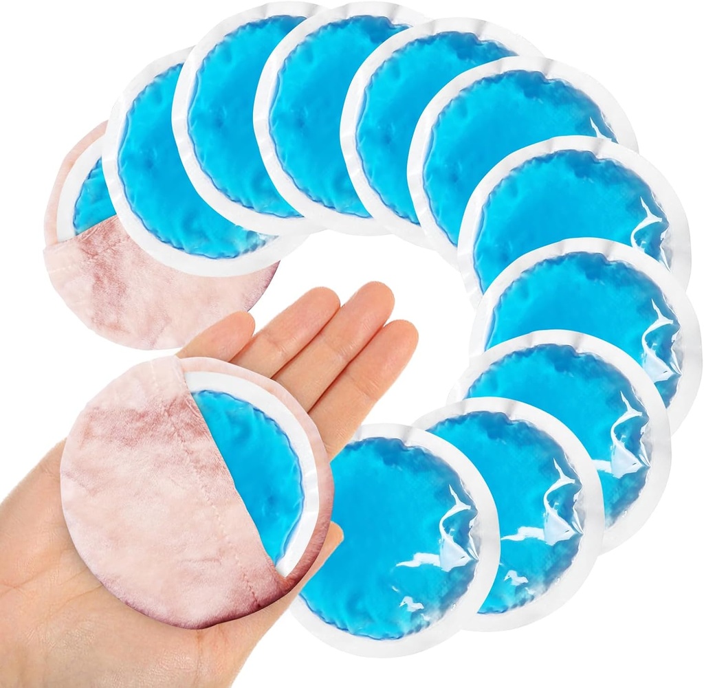 Małe okrągłe opakowania na lód dla urazów, 12 Pack Soft Cosmetic Ice Packs for Face, wielokrotnego użytku Hot Cold Gel Pack Okrągłe kompresy na zimno 2 Wrap na ulgę bólową, Żołądki, Chirurgia piersi, Mądrość Zęby