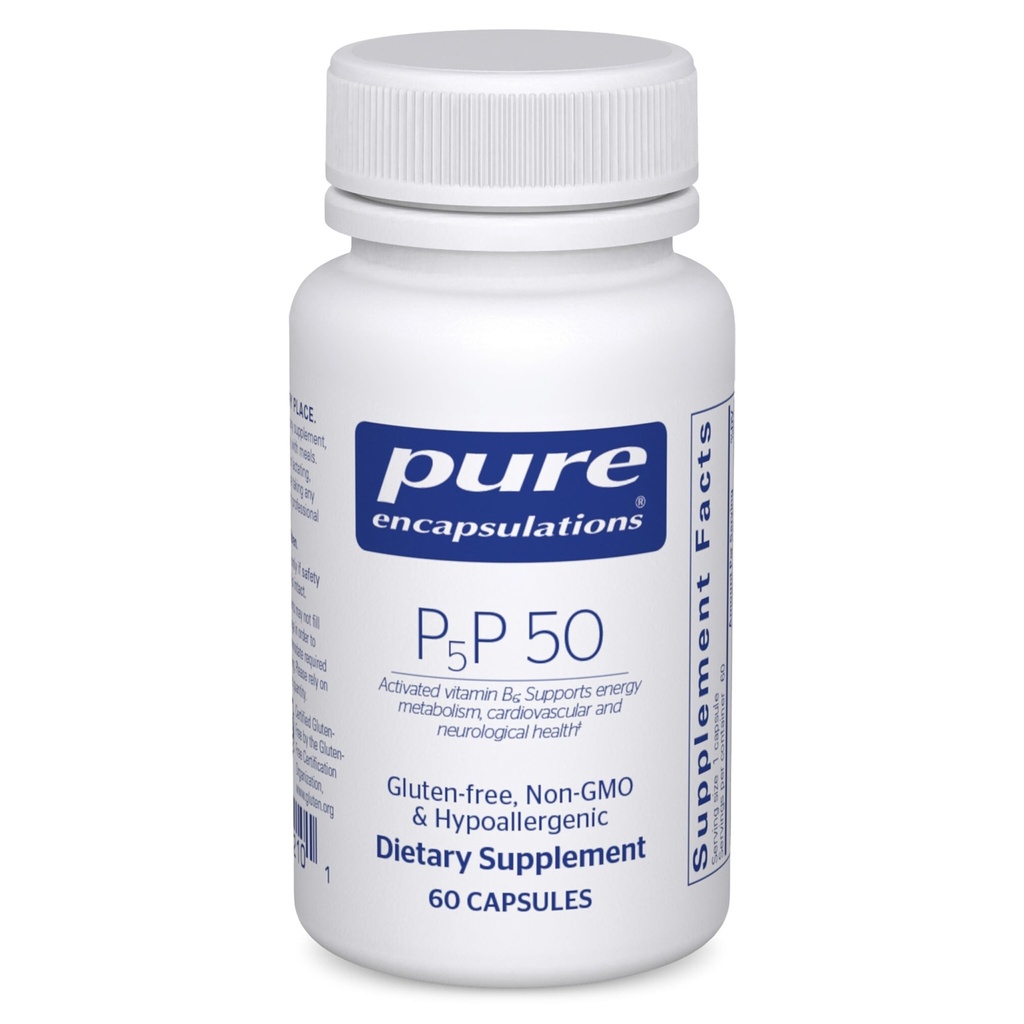 Czyste enkapsulacje P5P 50 - Aktywna witamina B6 - Wspiera energetykę Metabolizm & Zdrowie mózgu * - Wolny od glutenu i nie- GMO - 60 Kapsułek