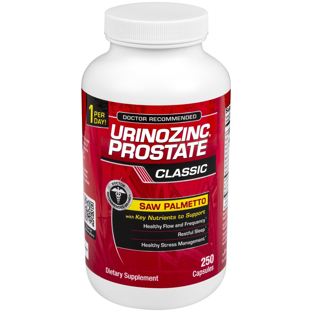 Urynocynk Classic Prostate Supplement for Men, 1 kapsułka dziennie, Saw Palmetto & B Vitamin (ponad 8 Miesiąc dostaw, 250 Hrabia)