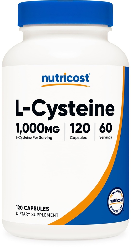 Nutricost L- Cysteine 1000mg, 120 kapsułki - Non-GMO, Gluten Free Supplement, 500mg na kapsułki