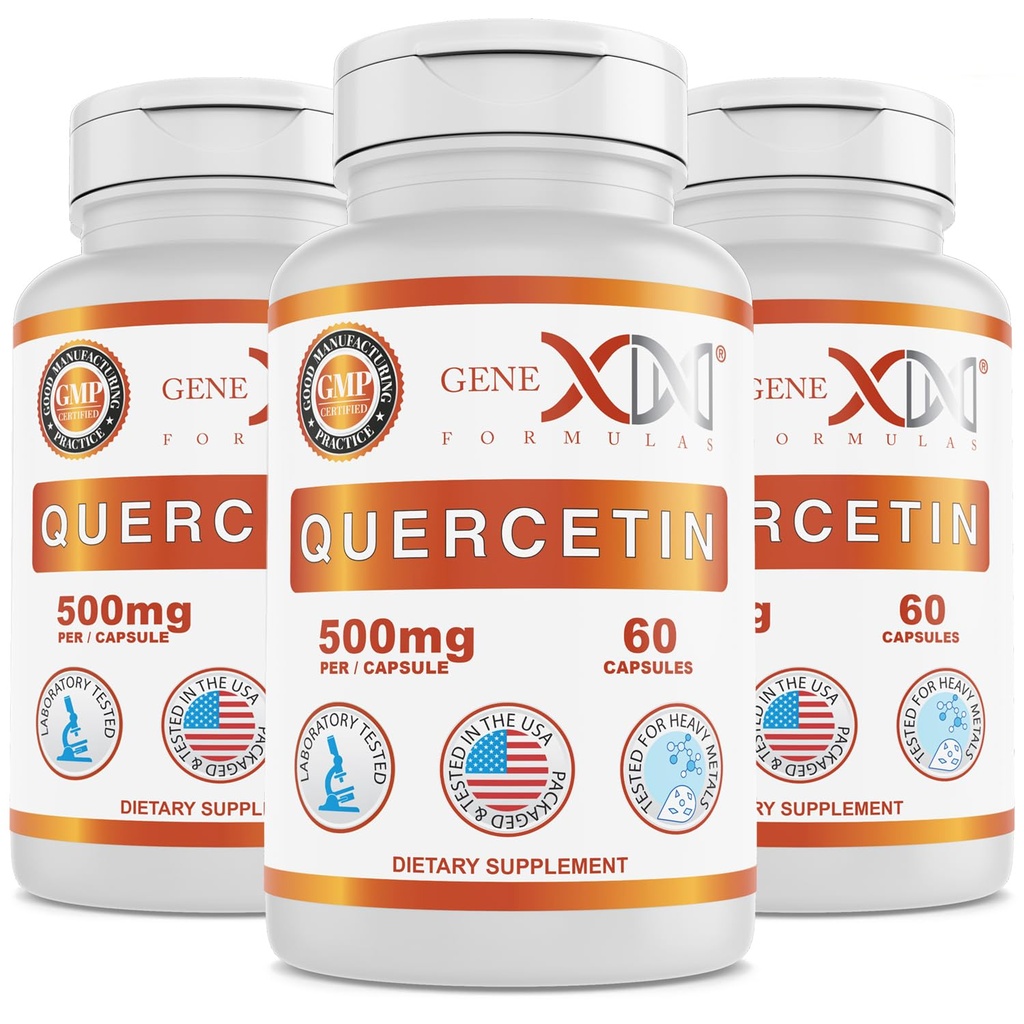 Genex Formulas Quercetin 500 mg (60 kapsułek) Non-GMO, bez glutenu (3 opakowania)