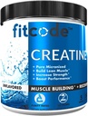 fitcode Monohydrat kreatryny 5 Gramy czystego zmikronizowanego monohydratu kreatora do budowy mięśni, odzyskiwania, siły i wytrzymałości, Proszek niełuskany, 60 Słupki