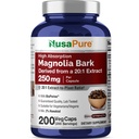 NusaPure Magnolia Bark 20: 1 Extract, 250 mg Ekwiwalent 5000 mg 200 Wegańskich Kapsułek Wegetariańskich Non-GMO