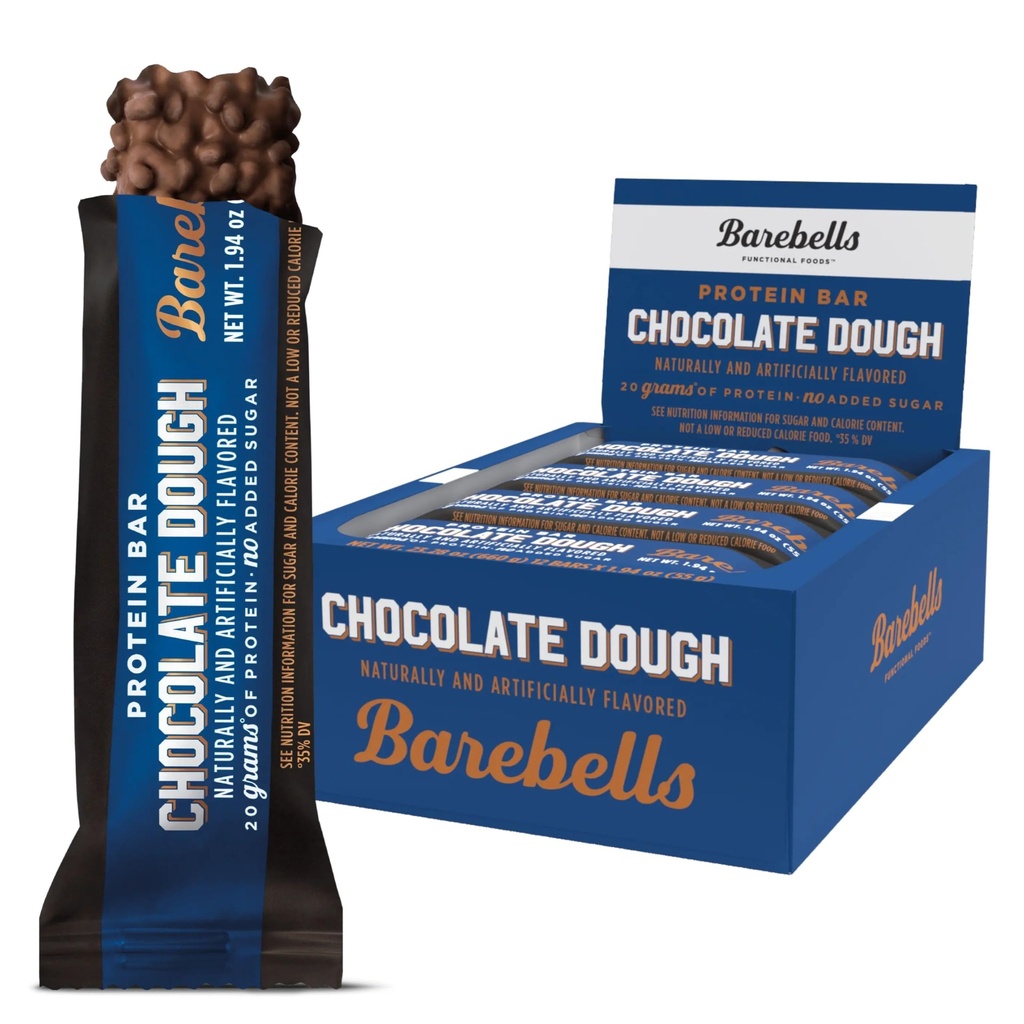 Barebells Protein Bars Chocolate Dough - 12 Count, 20g High Protein Treats - Chocolate Nutrition Bar z 1g Sugar Total - On- The- Śniadanie lub Post- Workout Snack
