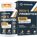 Probiotyki dla mężczyzn, 500 Miliard CFU & 12 Szczepy Mens probiotyczne, z Turmeric, Żurawinka, Goji - Probiotyki dla zdrowia pożywienia, Gut, Immune & Bloating, Prostate & Urnary Tract Health, 60 Kapsułki
