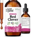 Wild & Organic Red Clover Extract Drops - Suplementy menopauzy dla kobiet - 600 mg płynnych Red Clover Tincture - 1- Month Supply - Trifolium Pratense Blossom - Sugar & Alcohol- Free - 2 oz