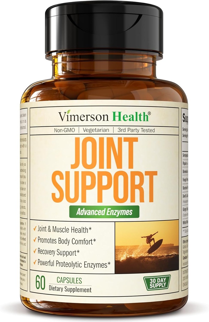 Joint Supplement with Bromelain, Serrapeptase & Papaya Enzymes - Proteolityczne enzymy do trawienia i regeneracji - Digestive Enzyme & Joint Complex for Men & Women - 60 Opóźnione uwalnianie kapsułki