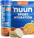 Nuun Sport Electrolyte Tablets z magnezu, Wapń, Potas, Chlorek i Sód, Gluten Free & Wegan, Pomarańcza, 8 Pack (80 Słupki razem)