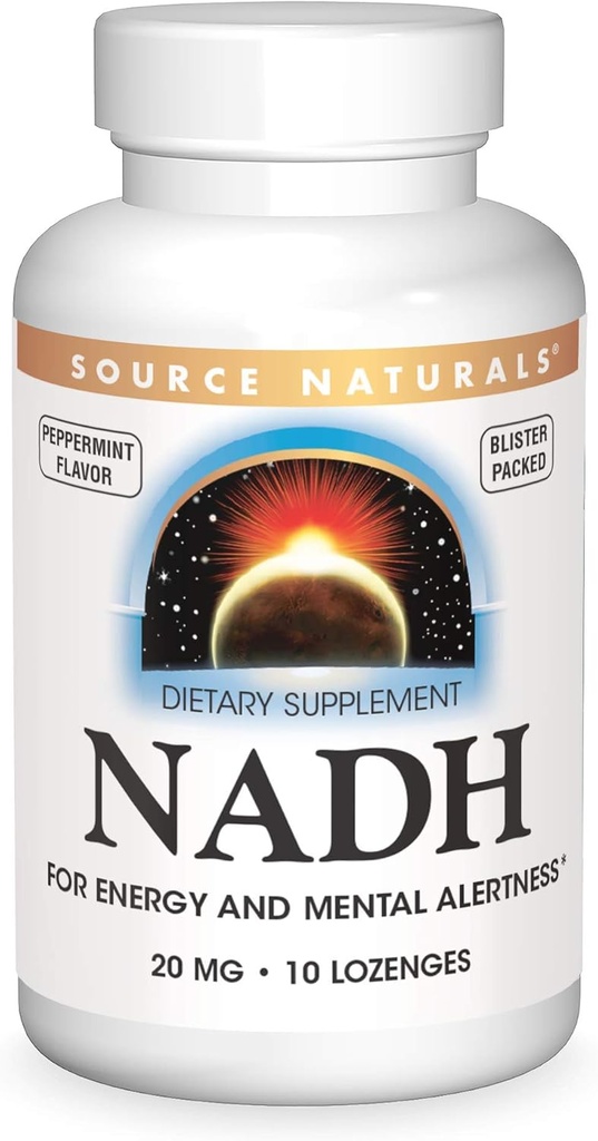 Źródło Naturals NADH 20 mg, Boost Energy and Mental Alertness *, 10 Lozenges