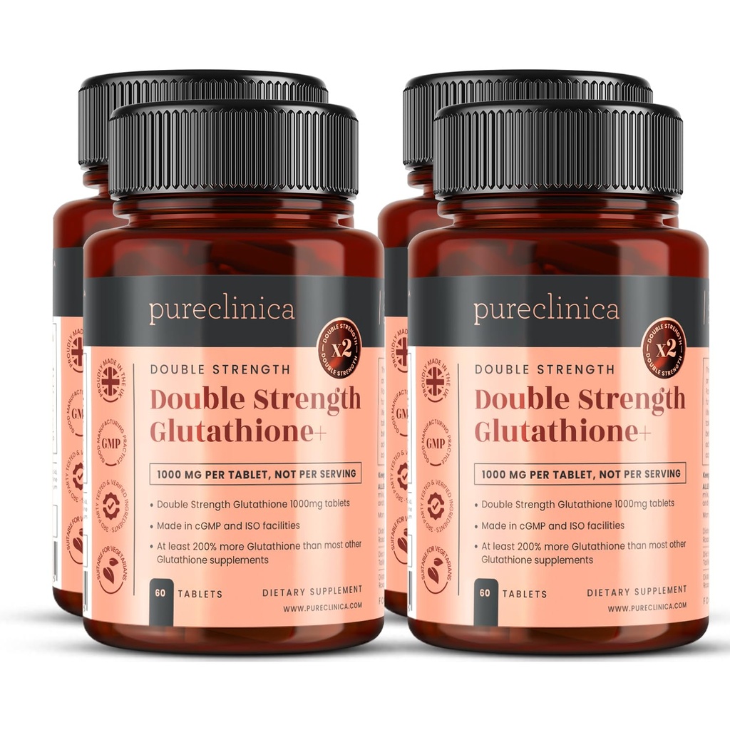 Glutation 1000mg x 240 Tabletki (4 Butelki po 60) - w / 500mg Glutation, 300mg ALA i 200mg VIT C na tabletkę