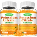 2 Pack Gummies cytrynian potasu - Wysokiej mocy suplement potasu dla zdrowia mięśni, Leg Cramp Relief, równowagi elektrolitowej - Wegan, Non-GMO, Gluten- Free, Pomarańczowy Flavor, 120 Count