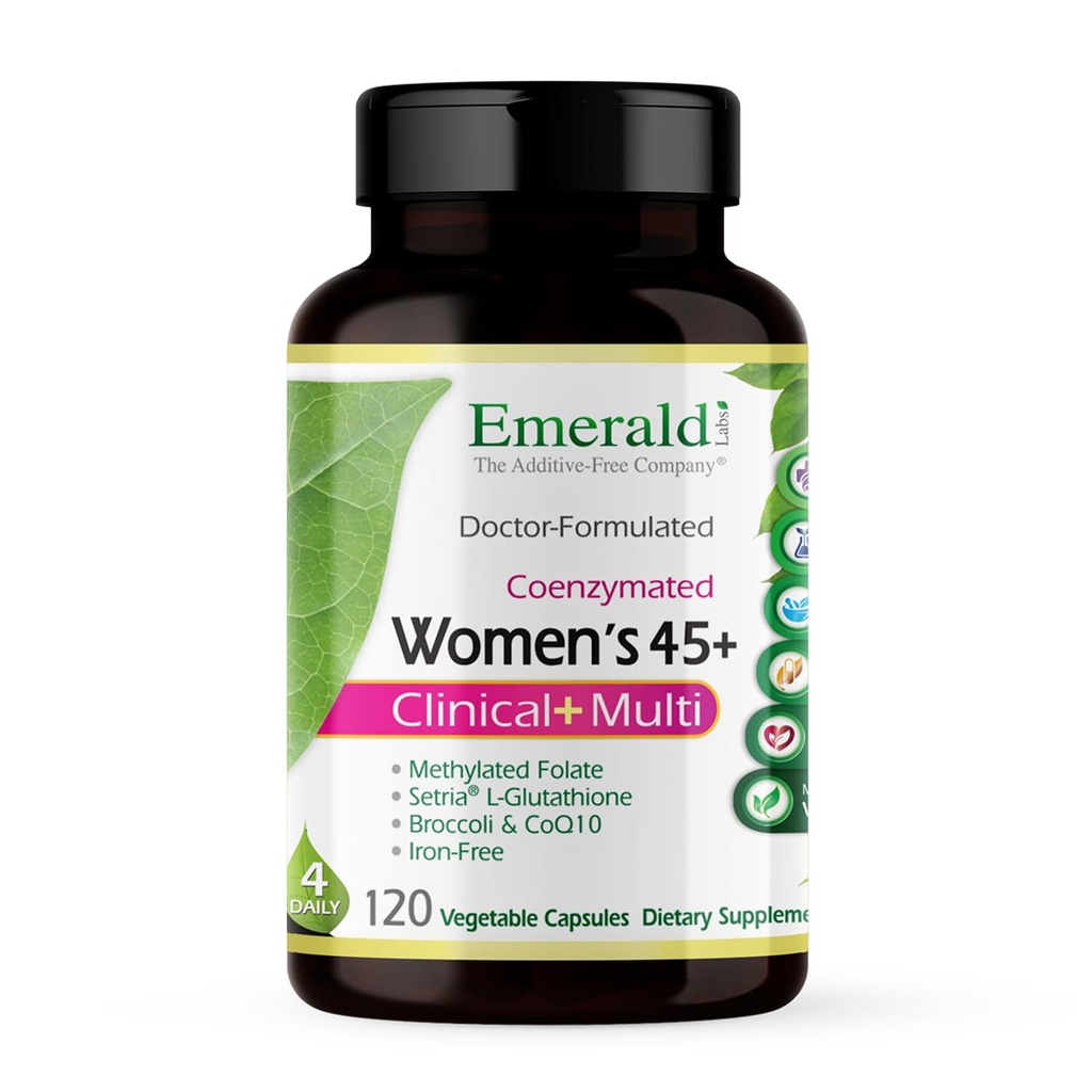 Emerald Labs Women 's 45 + Clinical Multi - Multivitamin for Complementary Support, Bone & Heart Health * - Designed for Women 45 + - Gluten- Free & Vegetarian - 120 Kapsułki warzyw (30- Day Supply)