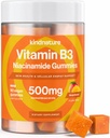 kinnature Witamina B3 Gummie Niacyna - Flush Free Niacinamid 500mg Suplement - Wegan, Non-GMO, Low- Calorie, Gluten- Free, Soy- Fee, Trzecia Party Lab Tested - 1 Supply Month, 90 Gummies do żucia