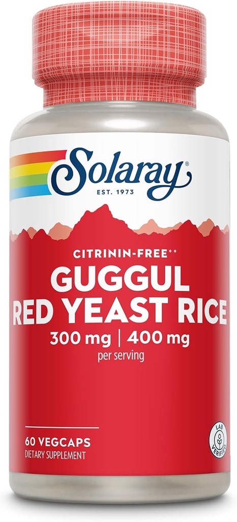 SOLARAY Guggul Gum Extract & Red Yeast Rice 124; Healthy Cardival Function Support 124; Ancient Chinese Medicine & Ayurvedic Medicine Combo