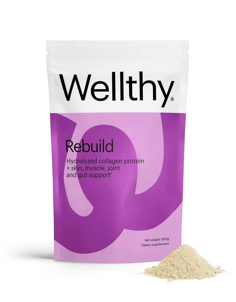 Wellthy Collagen Peptydes Protein Powder - Grass Fed Hydrolizased Collagen for Hair Growth, Skin, Nails, Gut and Joint Support - 20,000mg Collagen & 18g Protein Budapest 124; Unflavored (15 Servings)