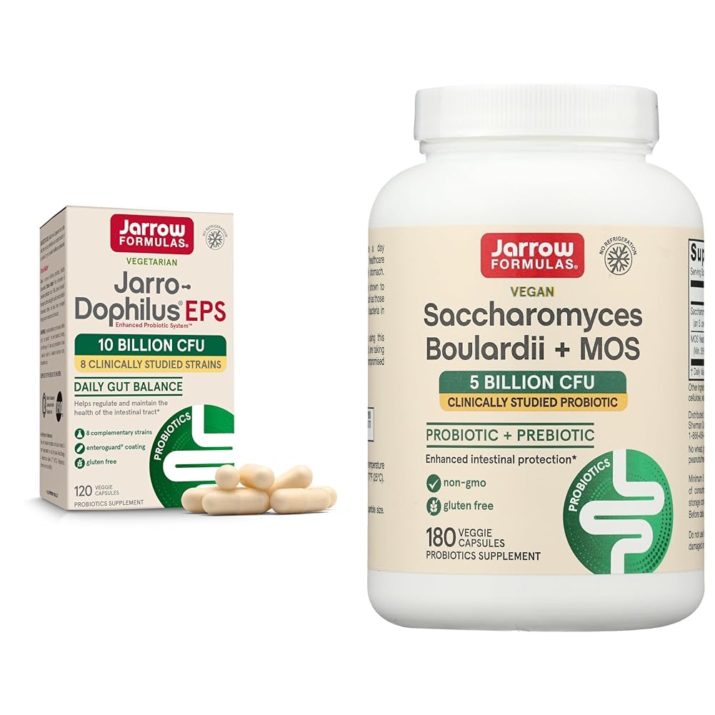 Jarrow Formulas Jarro- Dophilus EPS Probiotics 10 Billion CFU Saccharomyces Boulardii Probiotics + MOS 5 Billion CFU Probiotic Yeast