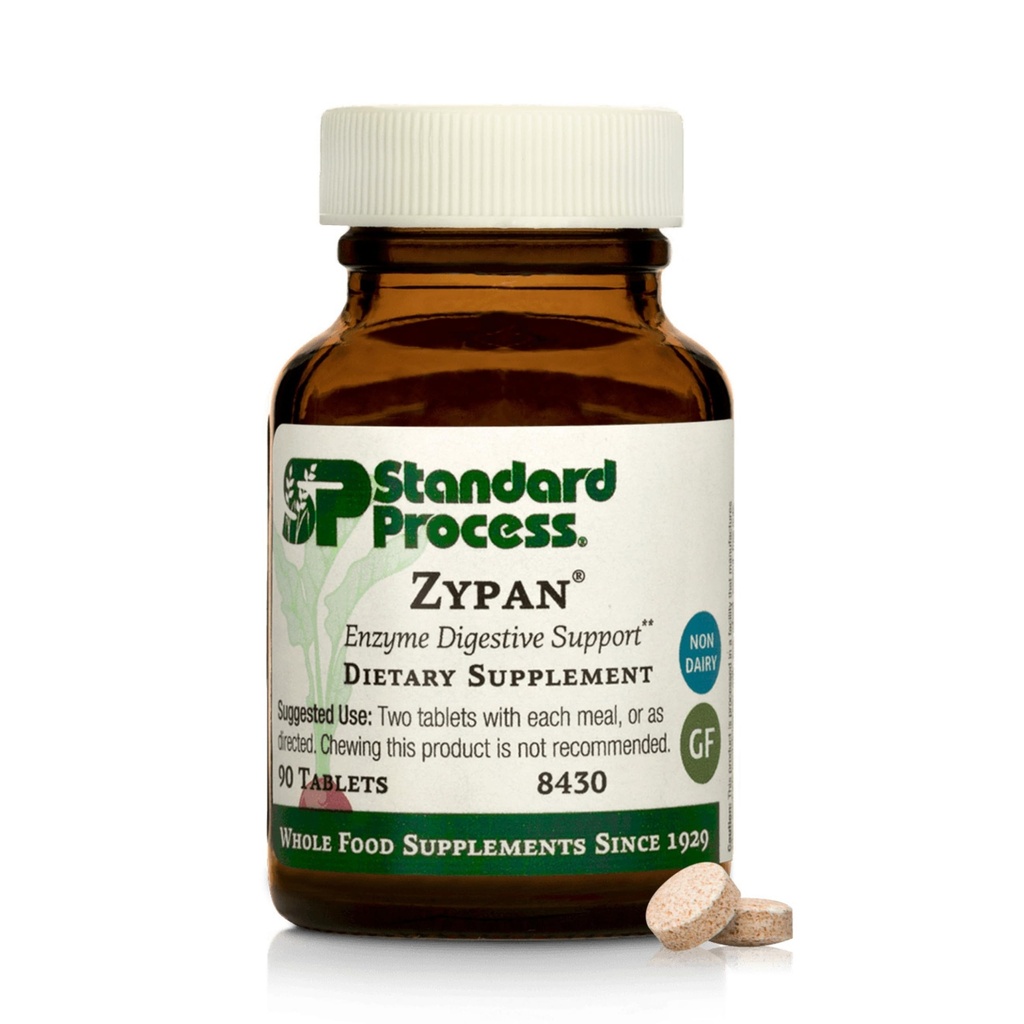 Standard Process Zypan - Suplement do wsparcia zdrowotnego - Suplement HCI z Pancreatin, Betaine Hydrochloride & Pepsyna - Wsparcie Macronutrient Trawienie - 90 Tabletki