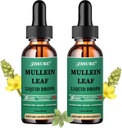 (2 Pack) Mullein Drops for Lungs - Ekstrakt Mullein Leaf - Made in UK - Tincture Support Research Health, Lung Detox, Bronchial Cleanse -Liquid Drops 5X Stronger Than Mullein Tea, Pigułki