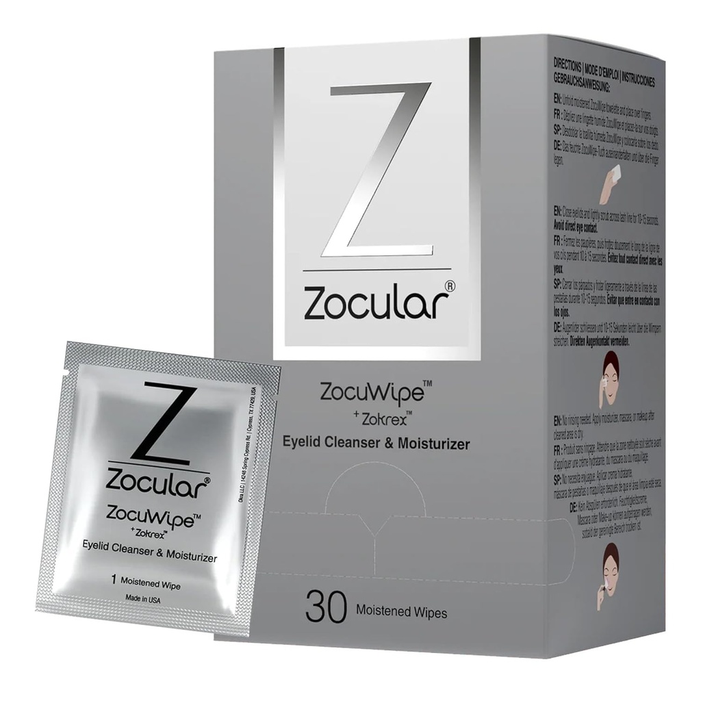 Zocuwise - Zocuwise Eyelid Wipes with Natural Okra Complex - Eyelid Cleanser and Moisturizer Pads - Eyelid Cleansing Wipes - Bleparitis Treatment - 40ct