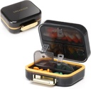 Toplive 7 Komory Portable Pill Organizer Travel Medicine Organizer Pill, Moisture Proof Small Pill Case Pocket Pill Holder Daily Pill Container Box for Fish Oil Vitamin, czarny