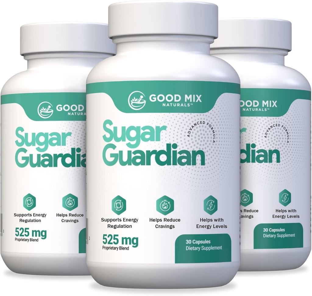 Sugar Guardian Herbal- Based Solution Supplement Supplement 124; 525mg 30 kapsułki w proszku - 3 miesiące dostaw 124; Składniki roślin - Nie GMO - Made in USA - 3 Pack