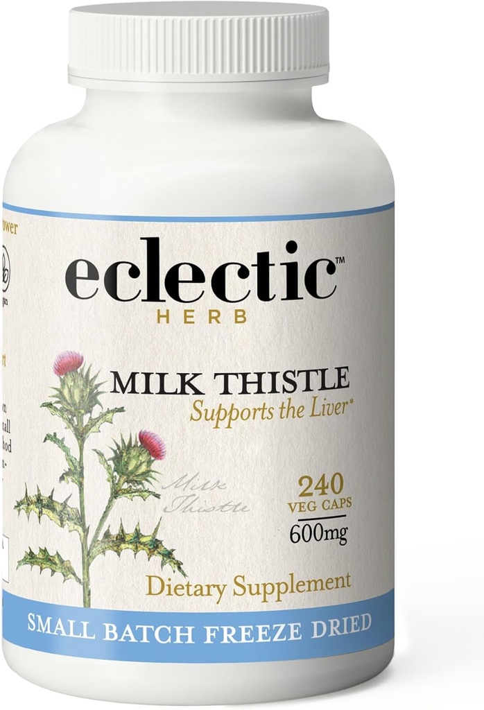 Instytut Eclectic Surowiec Freeze- Suszony Non-GMO Mleko Thistle 124; z Silymarin na wsparcie wątroby - Detox, Cleanse & Keetain