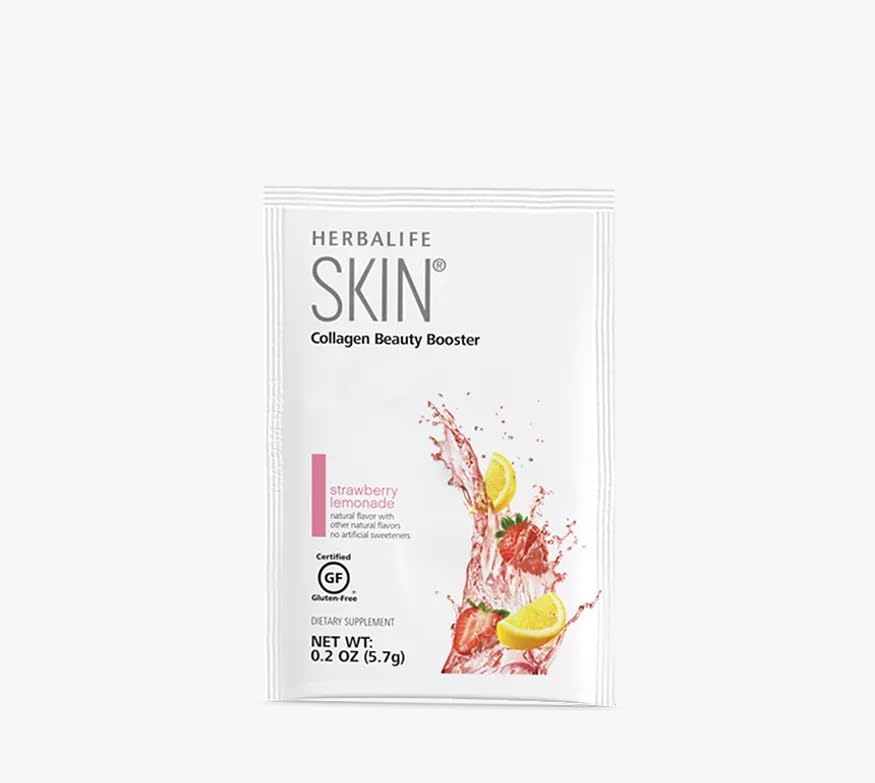 Herbalife Skóra Truskawka Lemoniada 30 Pakiety (5.7G) Kolagen skóry Beauty Booster: Bez sztucznego zapachu, Brak sztucznych słodzików, Bez glutenu