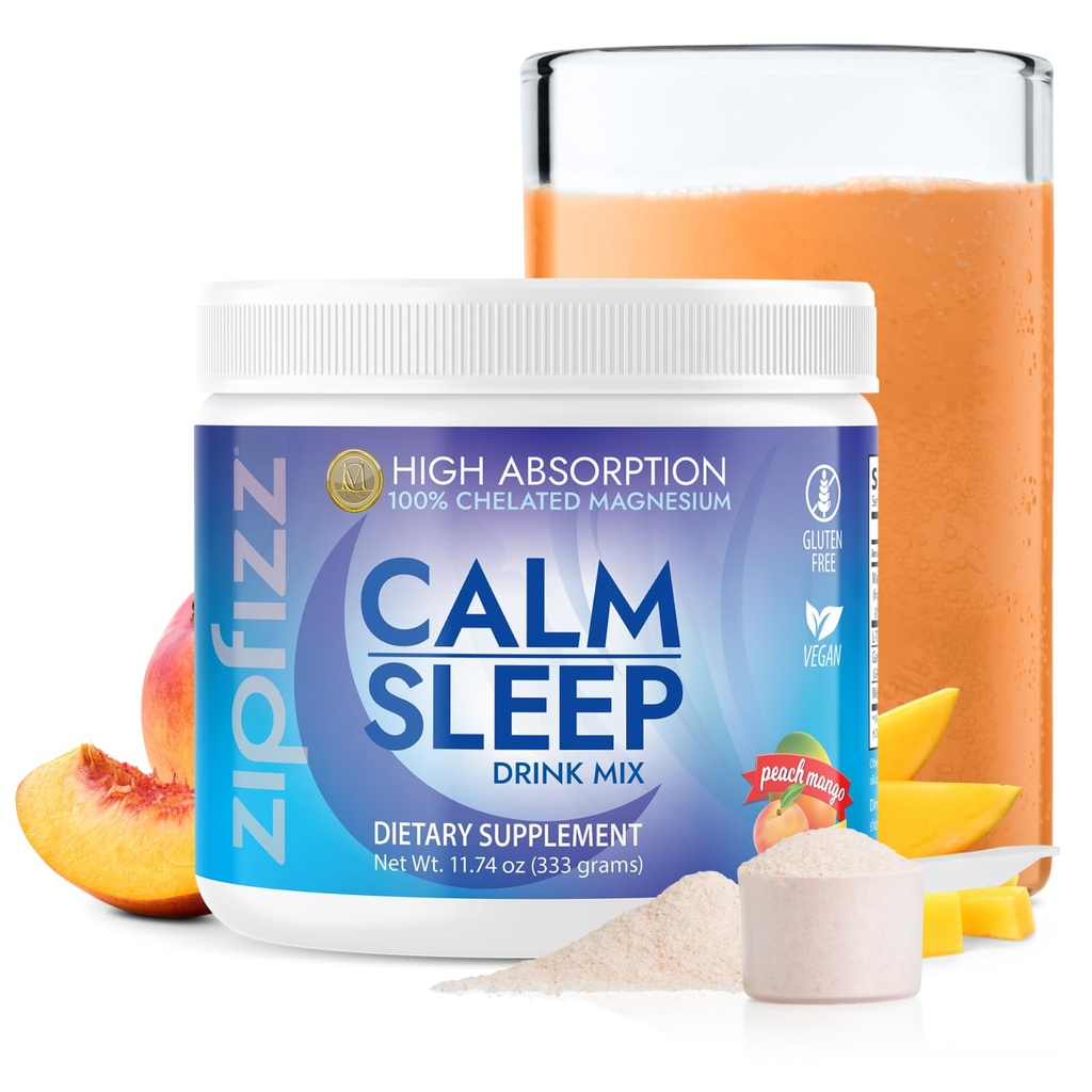 Zipfizz Nightly Calm & Sleep Supplement Powder, Peach Mango, 12.3 oz (30- 60 Służenie) 124; Naturalna pomoc dla dzieci i dorosłych 124; Zawiera magnez, Melatonina, L- Theanine Budapest 124; Relaxation & Mood Enhancement