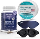 Sleep Bundle: 3D Light Blocking Sleep Mask, Melatonina + Szybko Rozpuścić Melatoniny Suplementy 60 Kapsułki i Magnezu Masło Body dla Nogi i ciasne mięśnie, 4oz krem